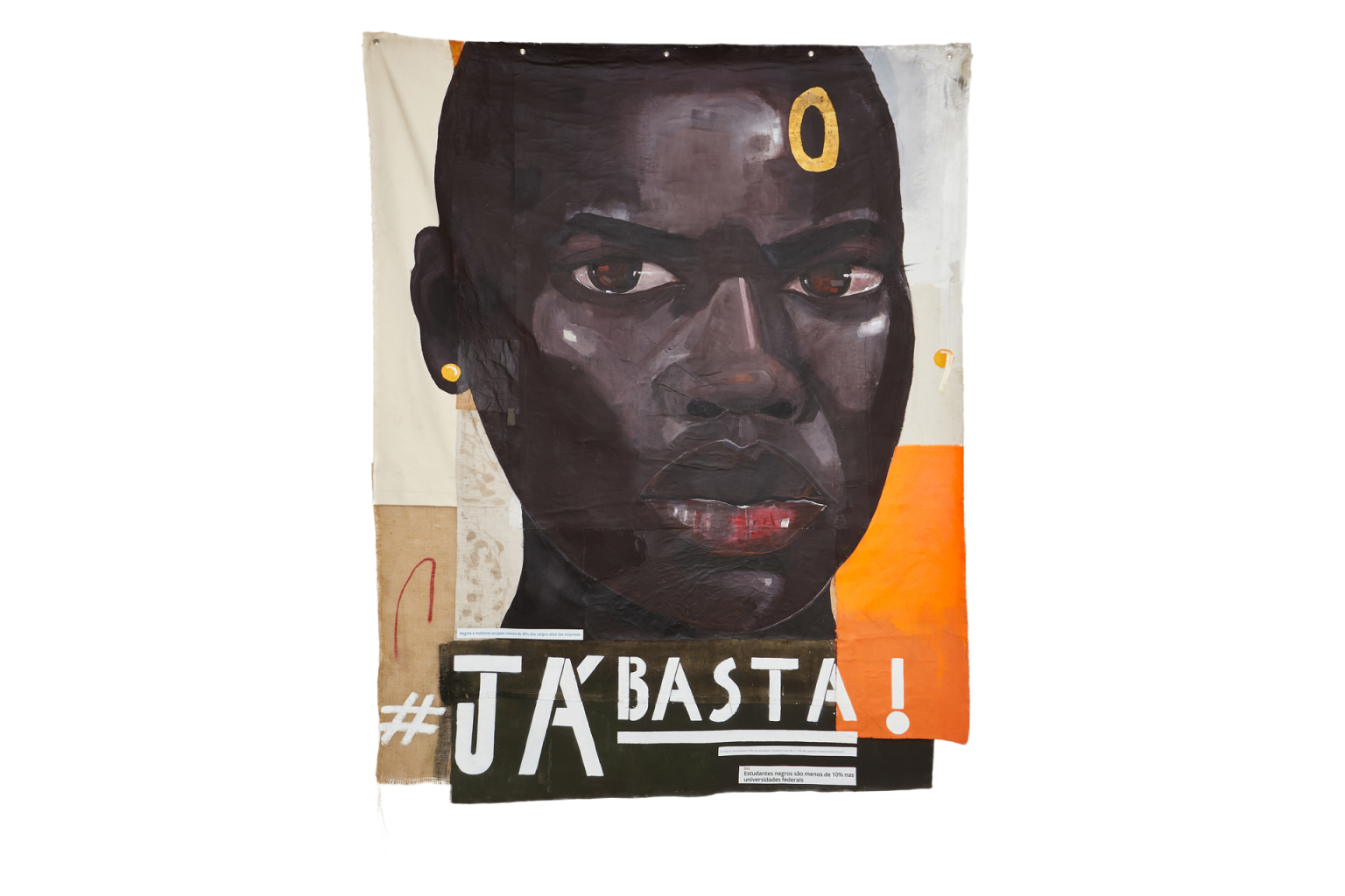 No Martins, Já Basta I, da série #JÁBASTA!, 2019. Acrílica em tecidos diversos, 255 x 188 cm. Coleção Jaime Portas Vilaseca e Gabriela Devaud