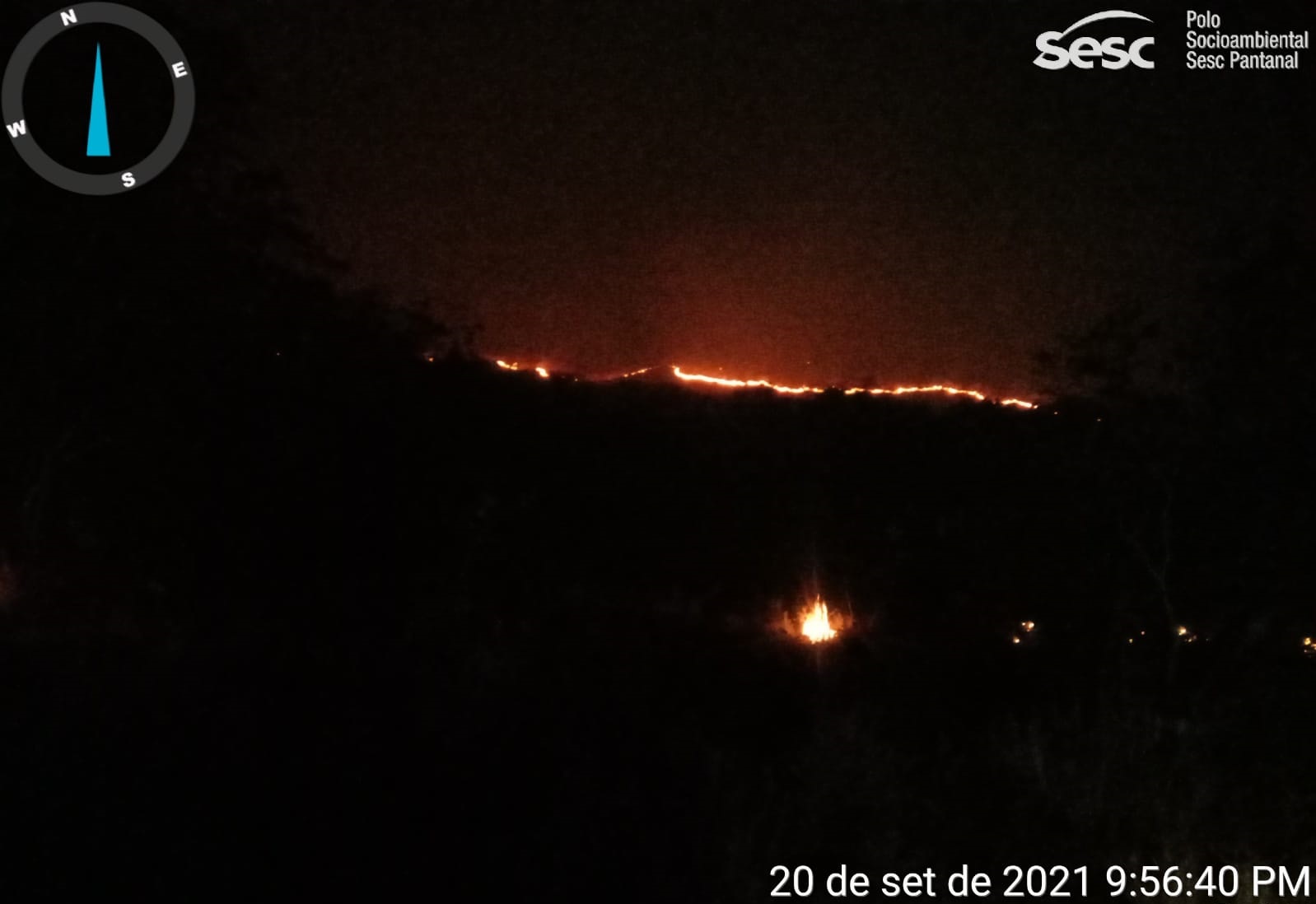 Bombeiros, Força Nacional e Brigadistas do Sesc Pantanal combatem fogo que avança na região de Nobres